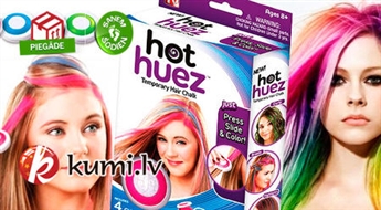 Новинка в мире моды: Мелки для тонирования волос "Hot Huez" (4 цвета). Подари себе летнее настроение!