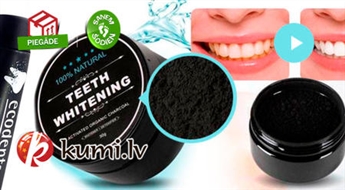 Ļoti efektīvs zobu balināšanas pulveris ar aktivizēto ogli "Teeth Whitening". 100% naturālais sastāvs