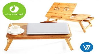 Brokastīm gultā! Kvalitatīvs, ērts un izturīgs regulējamais bambusa galdiņš gultai