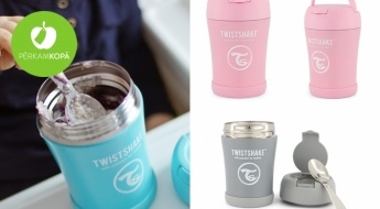 "Twistshake" ēdienu un dzērienu termosi no nerūsējošā tērauda bērniem (350 vai 420 ml)