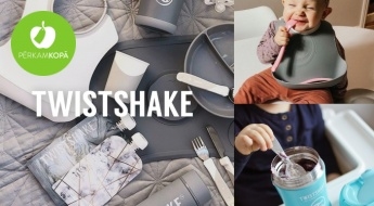 "Twistshake" ēdienu piederumi bērniem: bļodas, pudeles, šķīvji, karotes, krūzes u.c.