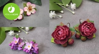 Сделано в Латвии! Красивые и легкие серьги с цветочным дизайном - разные виды и цвета