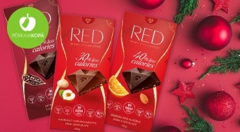 RAŽOTS LATVIJĀ! Šokolādes tāfelītes "RED" ar samazinātu kaloriju daudzumu