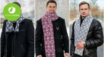 Латвийский дизайн - теплые и мягкие круглые шарфы с народными рисунками для мужчин и женщин