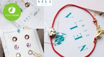 Сделано в Латвии! Серьги или защитный браслет с красной нитью с сияющими кристаллами Swarovski от "Nela Gems"
