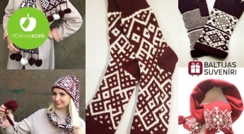 Сделано в Латвии! Вязаные изделия с народными рисунками: теплые шарфы, перчатки, носки и шапки