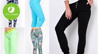 Dāmu bikses, legingi vai sporta bikses - dažādi modeļi un krāsas (S-XXL)