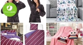 Dažādu mājas tekstila izstrādājumu pirmssvētku izpārdošana: mikrošķiedras un kokvilnas pledi, gultas veļa, halāti un dvieļi!