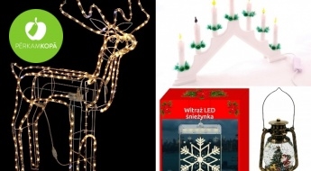 Различные LED-украшения к Рождеству: декор на окна, олени для сада, латерны, свечи и др.