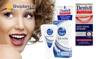 Отбеливающие зубные пасты Pearl Drops Ice White и Denivit Anti-Stain Intense