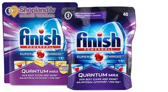 Таблетки для посудомоечной машины Finish Powerball Quantum MAX (40 шт.). Кристально чистые бокалы и посуда!