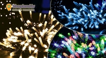 Baltas, zilas, krāsainas LED virtenes  (100 vai 250 lampiņas)