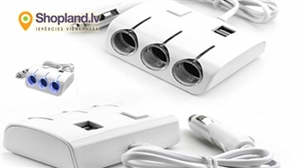 Разветвитель прикуривателя на 3 гнезда с подсветкой + 2 USB!