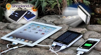 Solar Power 30000mah, power banka ar saules baterijām+Led lukturīts!