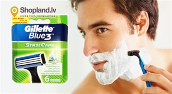 Гладкое и безопасное бритье! Комплект из 6 бритв Gillette Blue 3 Sense Care!