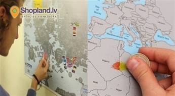 Nokasāmā pasaules vai Eiropas ceļojumu karte Scratch map - labākā dāvana ceļotājiem