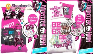 MONSTER HIGH  gultas veļa - spilvendrāna un pārvalks no 100% kokvilnas