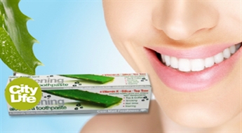 EkoMed: baltinošā zobu pasta ALOE DENT WHITENING ar alveju -50%
