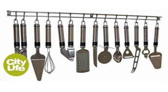 Прекрасный помощник на кухне: комплект из 13 кухонных предметов из нержваеющей стали  -54%