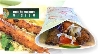 INDIEŠU VIRTUVE VISIEM: autentisks indiešu kebabs Tandoori Ļuļa-kebabs Wrap + lielie frī VAI Coca-cola (0,5 l) -43%