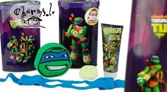 Dāvanu komplekts vannai Turtles un krājkase - sajūties kā supervaronis pat vannā!