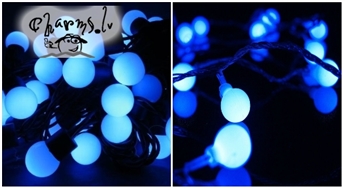 Красивая гирлянда с LED-лампочками круглой формы 80LED (синего цвета)