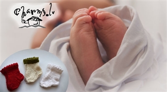 Ražots Latvijā! Adītas vilnas zeķītes jaundzimušiem mazuļiem