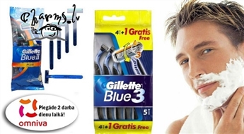 GILLETTE Одноразовая бритва для мужчин 5шт Blue 3 или Blue II Plus