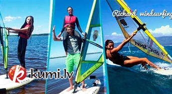 Vindsērfings ar Latvijas čempionu Ķīšezerā: Instruktāža + inventārs no "Richard windsurfing club"