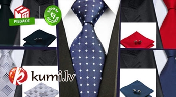 100% zīda kaklasaite + aproču pogas + lakatiņš Jūsu individuālajām stilam!
