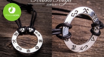 ЛАТВИЙСКИЙ ДИЗАЙН: серебряный амулет "Ranta Roga Jewelry"  с 9 латышскими знаками