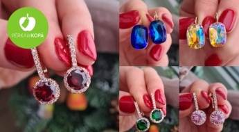 Radīts Latvijā! "LadyBee jewelry" slīpēta kubiskā cirkonija auskari ar zelta vai sudraba pārklājumu - IDEJA DĀVANAI!
