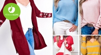 Skaisti un ērti sieviešu džemperi vai garās jakas pavasarīgās un piesātinātās krāsās