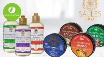 Cietais šampūns dažādiem matu tipiem, matu maskas un cietais šampūns bārdas kopšanai no "Saules Fabrikas"