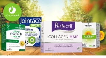 "Perfectil" kolagēns matiem un vitamīni - "Ultra™ Vitamin D", "Jointace® Sport", "Garcinia Diet"