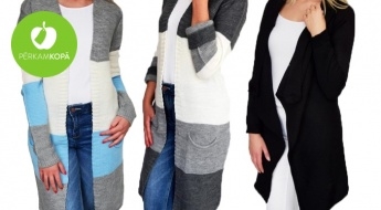 Garās sieviešu jakas - kardigani - 2 modeļi dažādās krāsu kombinācijās