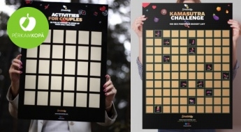 Valentīndienai! "Scratchify" nokasāmi plakāti - kamasutras izaicinājums, aktivitātes pārim, sakrāj 1000 € u.c.
