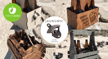 Radīts Latvijā! Koka alus kaste sešām pudelēm ar vai bez gravējuma un pudeļu attaisāmais