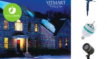 Izgaismotai ballītei! Rotējoša LED lampa ar košām krāsām un divu veidu lāzera projektori iekštelpām vai pagalmam
