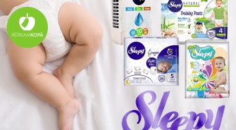 Augstas kvalitātes SLEEPY autiņbiksītes, mitrās salvetes un absorbējošie paladziņi bērniem