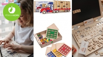 Развивающие деревянные детские игры RAINBOW KIDS - конструктор, компьютер, основание для фигур и др.