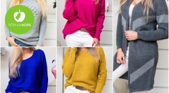 Skaisti un ērti sieviešu džemperi vai garās jakas dažādām gaumēm
