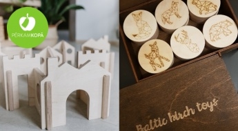 RAŽOTS LATVIJĀ! "Baltic Birch Toys" koka atmiņas spēle vai spēļu pilsētiņa bērniem