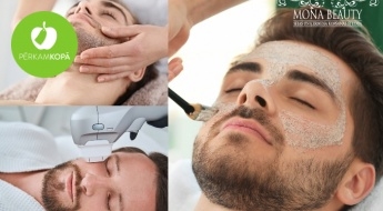 Skaistumkopšanas procedūras vīriešiem: sejas ādas biorevitalizācija, pīlingi, klasiskā sejas masāža u.c.