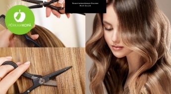 Профессиональная женская стрижка волос горячими ножницами и укладка волос