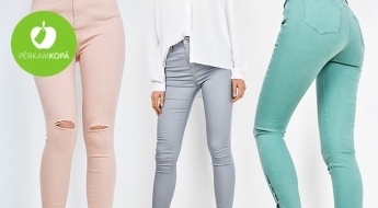 Pieguļošas un ērtas sieviešu džinsu bikses vai džegingi dažādās krāsās un dizainos (XS-3XL)