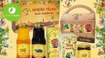 Полезные и вкусные соки и варенье  "Rūķīšu tējas" в подарочных упаковках