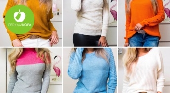 Skaisti, ērti un silti sieviešu džemperi  - vienkrāsaini, svītraini, ar akcentiem, augsto apkakli u.c.