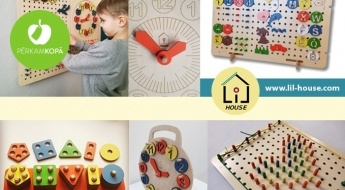СДЕЛАНО В ЛАТВИИ! Развивающие деревянные игрушки для детей  "LiL HOUSE"  - цифры, фигуры и др.