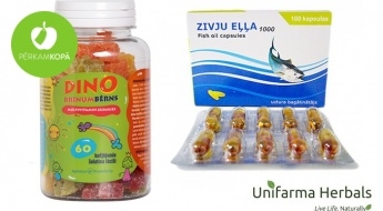 Пищевые добавки UNIFARMA HERBALS для детей и взрослых: жевательные мультивитаминные мишки или рыбий жир